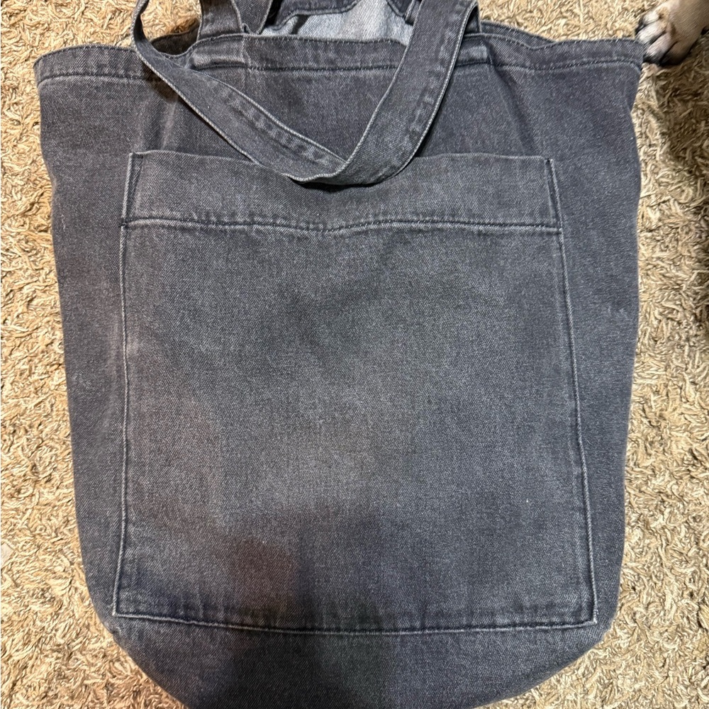 Baggu Black Demin deep pocket tote